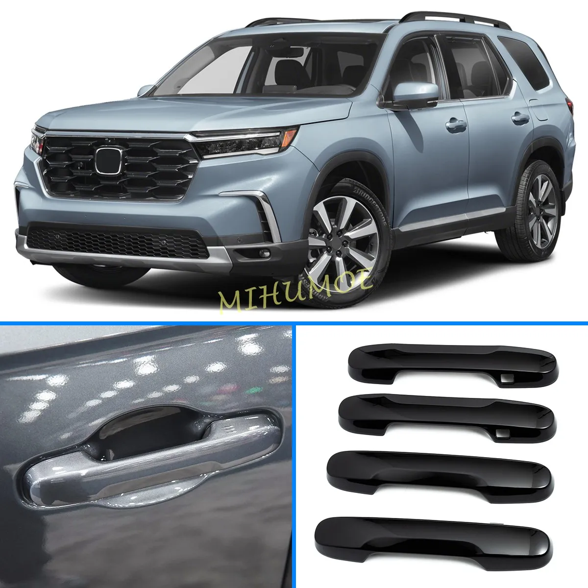 for honda pilot 2023 2024 2025 car accessories abs glossy black door handle covers with smart key hole trim molding for honda pilot 2023 2024 2025 car accessories abs glossy black door handle covers with smart key hole trim molding