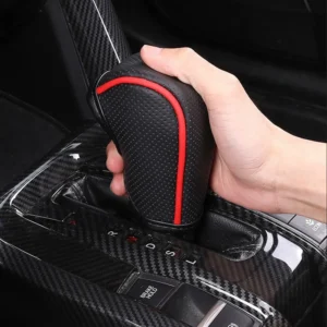non slip car shift handle cover universal leather wear resistant car interior accessories adjustable breathable shift knob cover