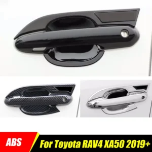 abs exterior sticker car door bowl handle cover trim for toyota rav4 2019 023 rav 4 xa50 carbon black chrome accessories