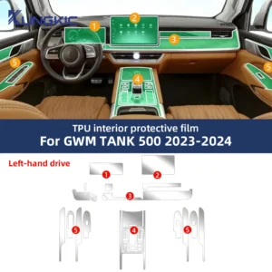 for gwm tank 500 2023 2024 tpu protective film clear car interior center console gear panel transparent anti scratch accessories