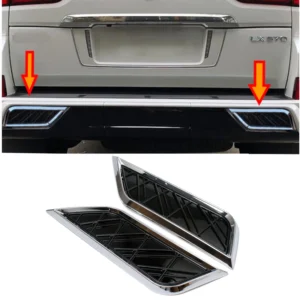 car rear bumper tail exhaust cover trim for lexus lx570 lx 570 2016 2017 2018 2019 2020 3d car rear tail bumper sticker 2pcs