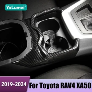 for toyota rav4 xa50 2019 2020 2021 2022 2023 2024 hybrid carbon fiber car gear shift water cup holder panel cover accessories