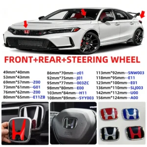 1pcs car front head hood bonnet emblem rear tail bumper logo for honda civic fit jazz accord crv hrv city odyssey accessories