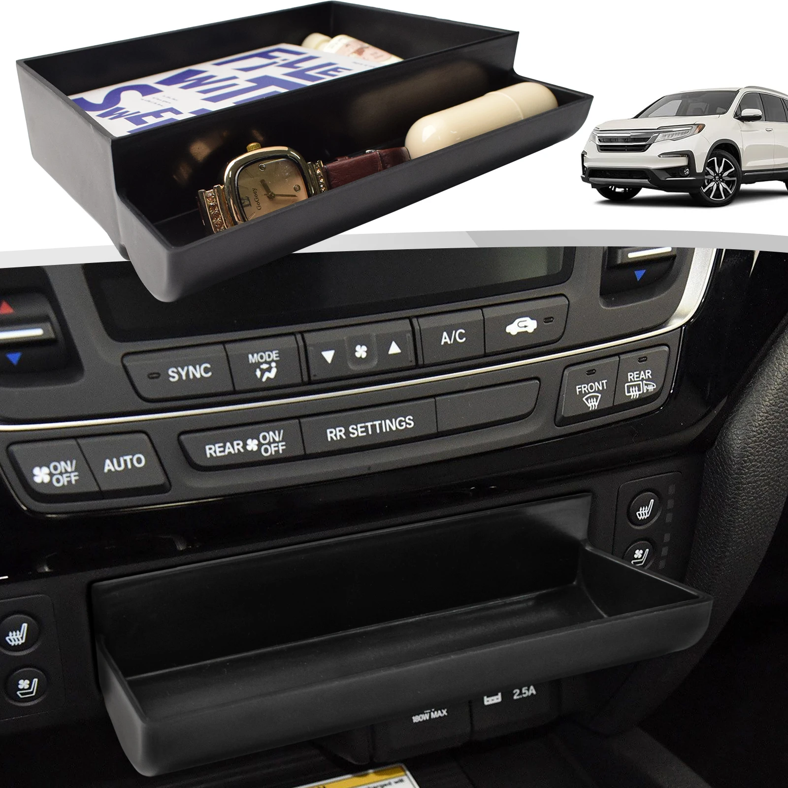 center console drawer storage box tray for honda pilot 2016 2022/ ridgeline 2017 2024/ passport 2019 2024 drawer car organizer center console drawer storage box tray for honda pilot 2016 2022/ ridgeline 2017 2024/ passport 2019 2024 drawer car organizer