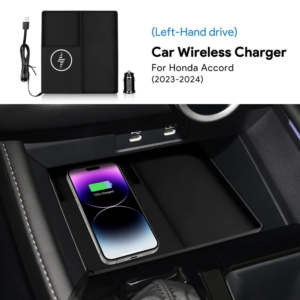 for honda accord 2023 2024 car wireless charger pad fast charging center console organizer interior modification accessories for honda accord 2023 2024 car wireless charger pad fast charging center console organizer interior modification accessories