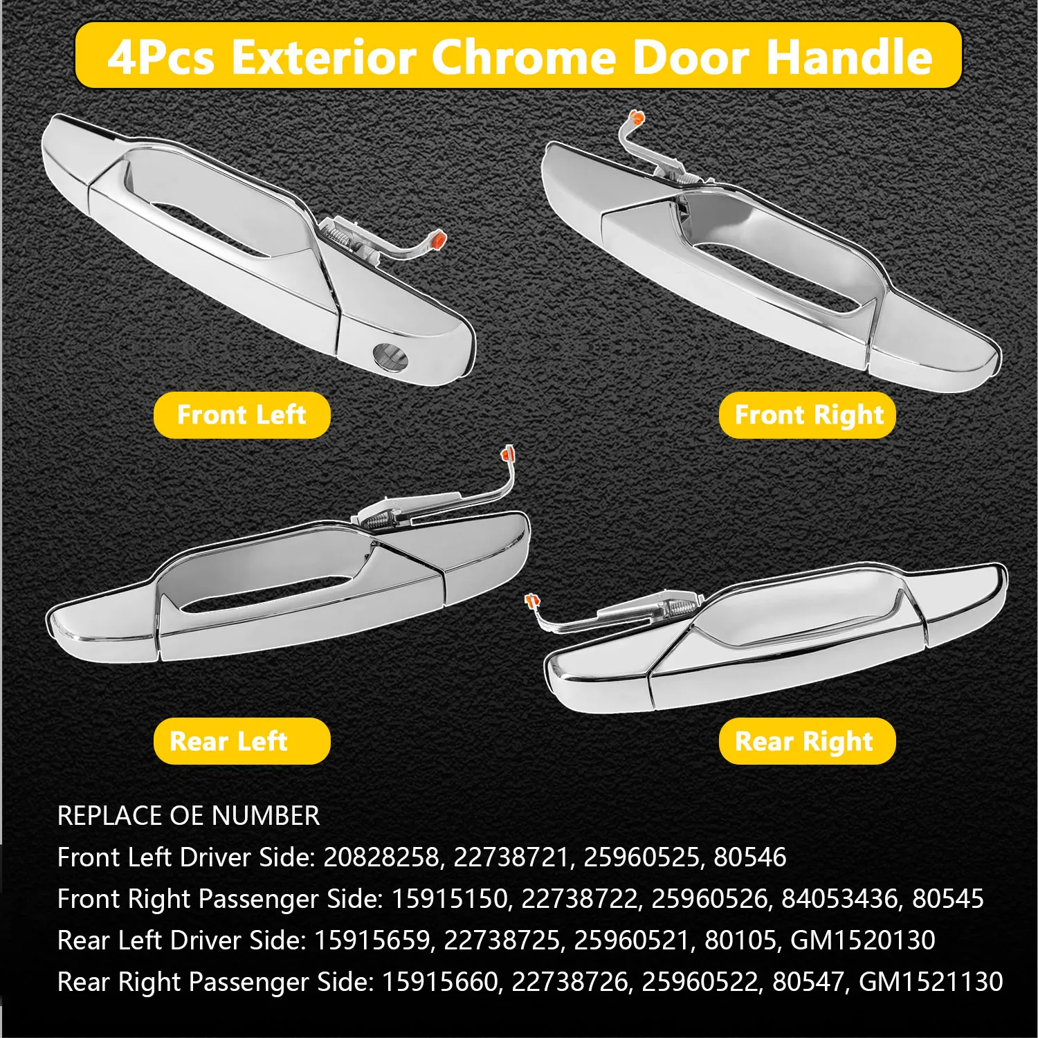 exterior chrome door handle for chevy silverado suburban tahoe avalanche gmc sierra yukon cadillac escalade 20828258 22738721 exterior chrome door handle for chevy silverado suburban tahoe avalanche gmc sierra yukon cadillac escalade 20828258 22738721