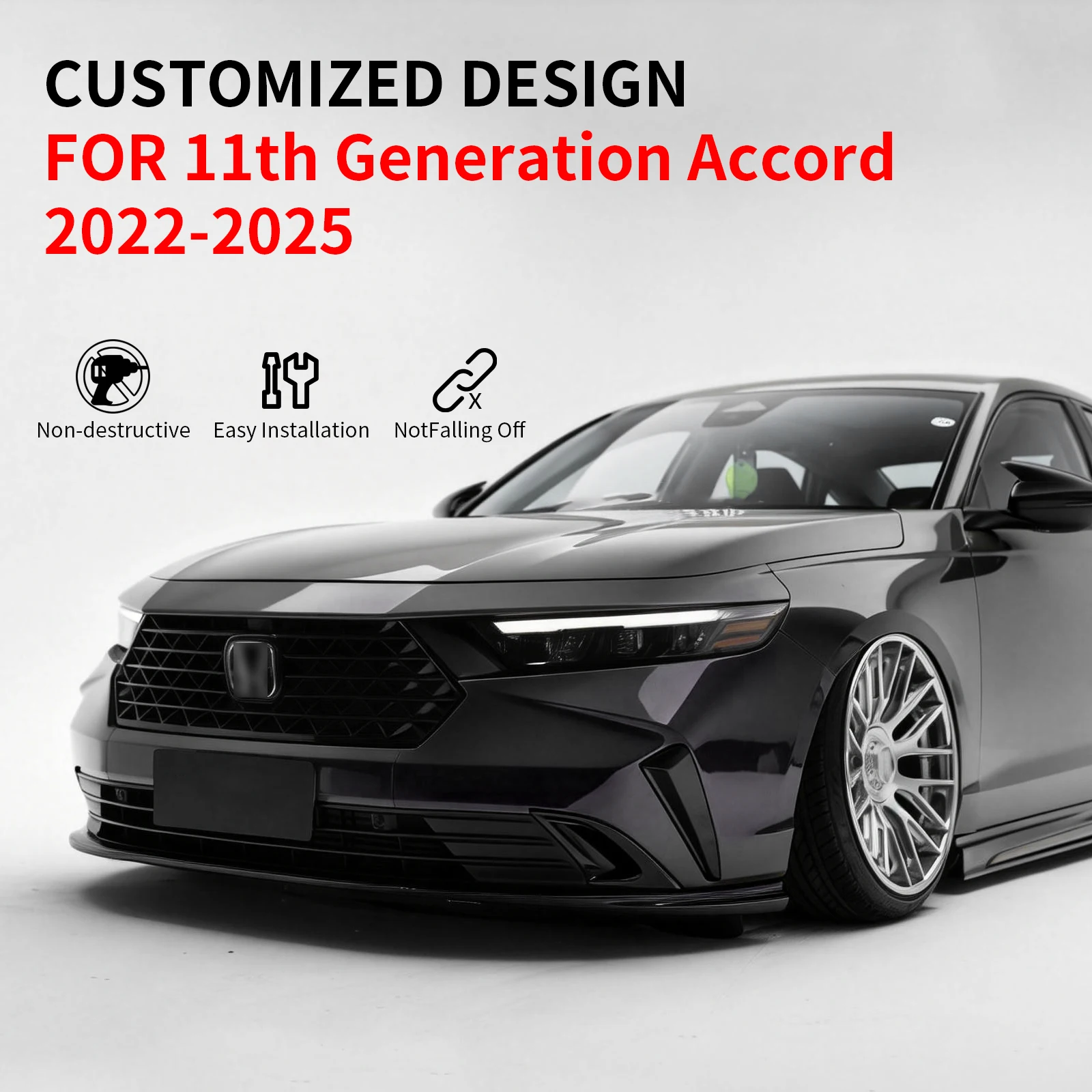car front bumper lip flowing gray splitter fit body kit parts wear resistant for 11th generation accord 2022 2025 car front bumper lip flowing gray splitter fit body kit parts wear resistant for 11th generation accord 2022 2025