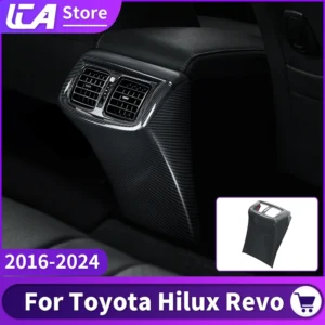 for toyota hilux revo pickup truck 2024 20216 rear air vent outlet panel carbon fiber texture anti kick interior accessories