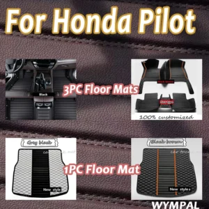 luxury custom fit automotive car floor mats for honda pilot 2016 2017 2018 2019 2020 2021 2022 luxury leather full coverage mats