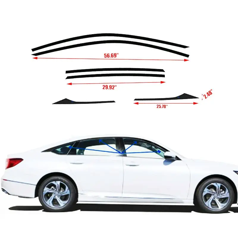 6pcs chrome delete blackout window trims for honda accord 2018 2020 glossy black 6pcs chrome delete blackout window trims for honda accord 2018 2020 glossy black
