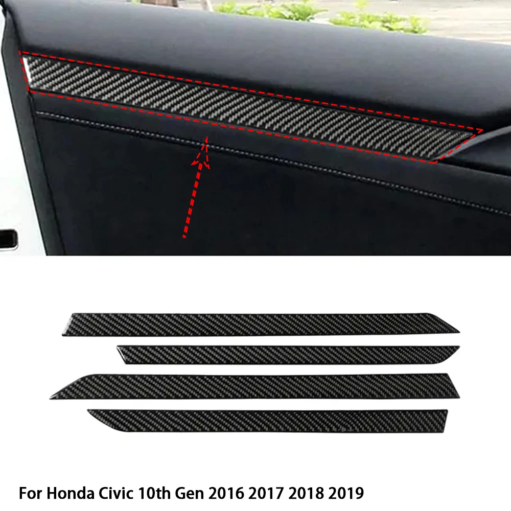 car carbon fiber window door panel strips cover protective trim for honda civic 10th gen 2016 2017 2018 2019 interior stickers car carbon fiber window door panel strips cover protective trim for honda civic 10th gen 2016 2017 2018 2019 interior stickers