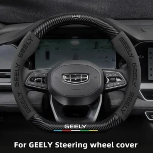 for geely geometryc monjaro coolray tugella gx3 atlas emgrand ec7 gc6 gc9 ck ec8 carbon fiber suede car steering wheel cover