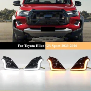 drl for toyota hilux gr sport 2023 2026 car led daytime running light dymanic turn signal front fog light modified 12v daylights