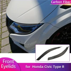 carbon fiber front bumper eyelids for honda civic type r hatchback 2015 2017 racing front headlight eyebrows fins body kits frp