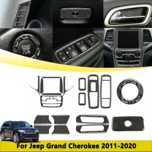 center console decoration cover trim set stickers for jeep grand cherokee 2011 2020 real carbon fibre interior car accessories