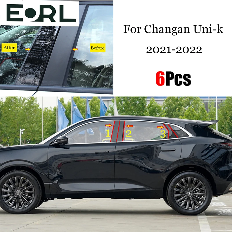 6pcs gloss black polished pillar posts fit for changan uni k unik 2021 2022 window trim cover bc column sticker 6pcs gloss black polished pillar posts fit for changan uni k unik 2021 2022 window trim cover bc column sticker