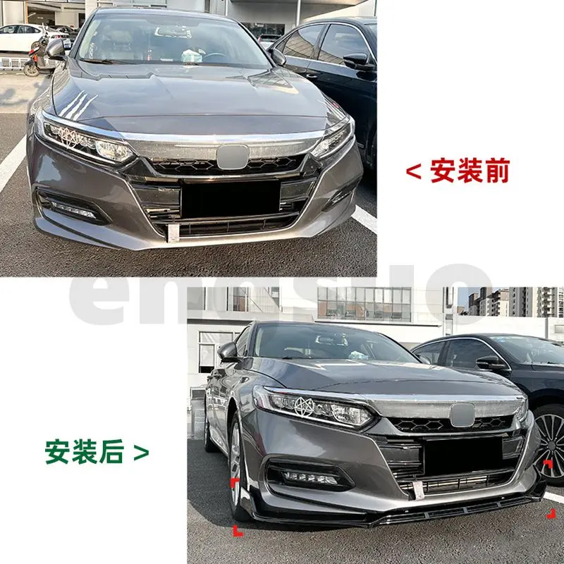 for 2018 2021 honda accord 10 gen 3pcs/set car front bumper lip diffuser spoiler gloss black body kits tuning for 2018 2021 honda accord 10 gen 3pcs/set car front bumper lip diffuser spoiler gloss black body kits tuning