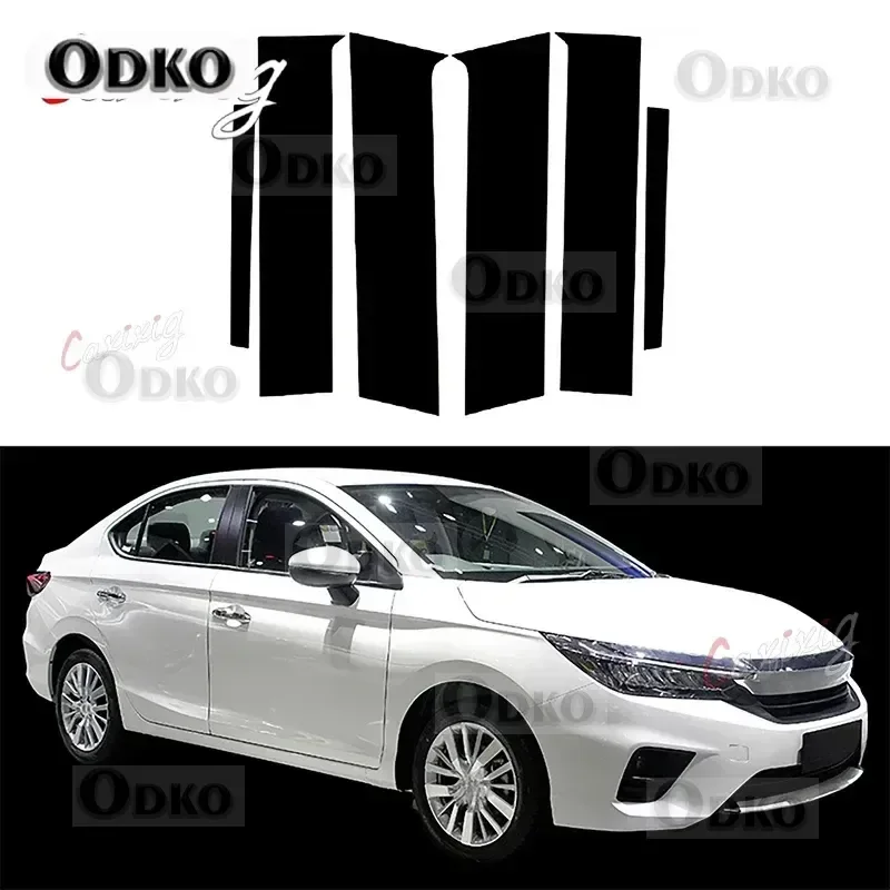 for honda city gn1/2/3/5/6/7 2020 2023 side car door window pillars posts cover trim mirror effect glossy piano black sticker for honda city gn1/2/3/5/6/7 2020 2023 side car door window pillars posts cover trim mirror effect glossy piano black sticker