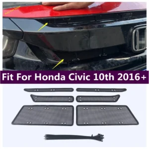 metal front grille insect net screening insert mesh decoration protector cover trim fit for honda civic 10th 2016 2021