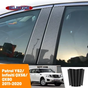 for nissan patrol y62 infiniti qx56 qx80 2011 2020 2012 carbon fiber window door column deal b c pillar post cover trim sticker