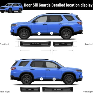4pcs door sill protector for honda pilot 2025 2024 2023 accessories black brushed stainless steel front and rear door car pedal