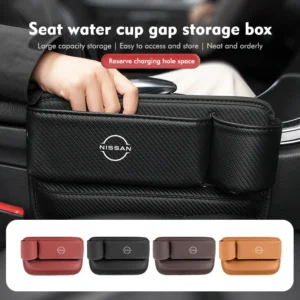 leather car seat storage box slit gap filler auto interio accessories for nissan pulsar skyline patrol navara micra x trail