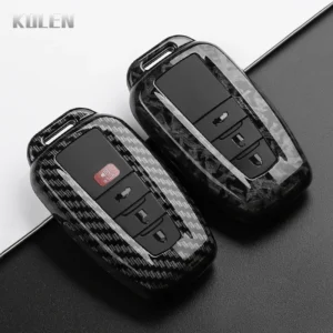 abs carbon fiber style car key case cover for toyota corolla rav4 camry 70 prado rav 150 chr avalon land cruiser prius keychain