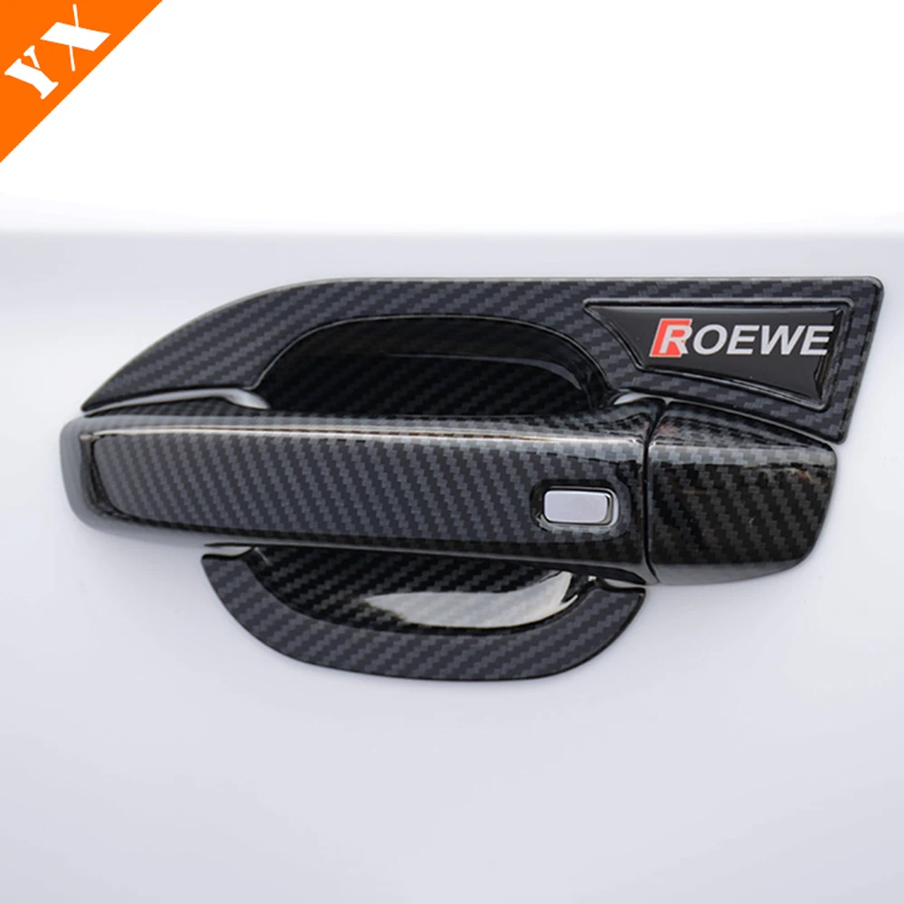 for 2018 2023 roewe i5 ei5 black carbon chrome trim car door knob protector door handle frame cover car garnish for 2018 2023 roewe i5 ei5 black carbon chrome trim car door knob protector door handle frame cover car garnish