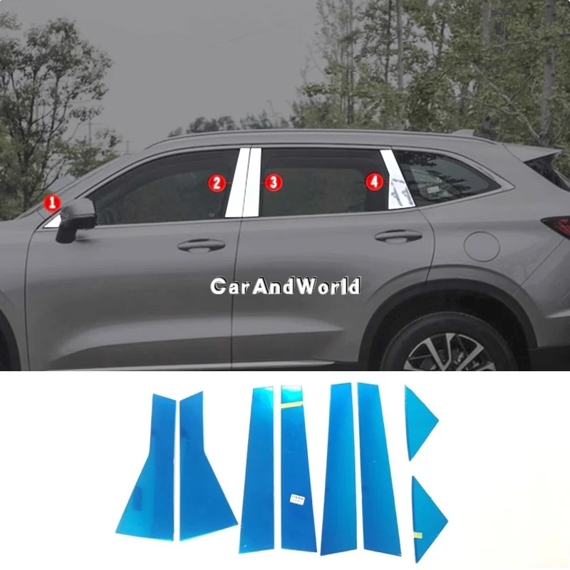 stainless steel 8pcs for haval h6 h6s 2021 2022 center pillar cover car body a/b/c window trims middle column frame stainless steel 8pcs for haval h6 h6s 2021 2022 center pillar cover car body a/b/c window trims middle column frame