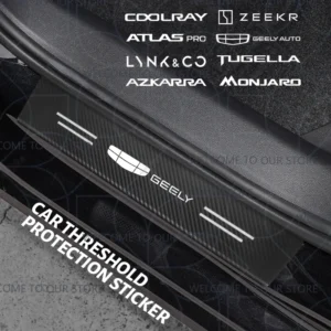4/5pcs for car geely zeekr lynk&co azkarra monjaro atlas pro coolray tugella logo door sill decor carbon fibre trunk stickers