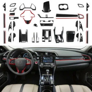 for honda civic 10th gen (2016 2021) interior accessories, car center console gear shift panel , carbon fiber abs trim sticker