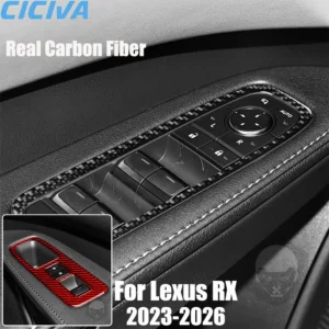 real carbon fiber car accessories window lifting panel trim cover soft sticker for lexus rx300 rx350h rx500h 2023 2024 2025 2026