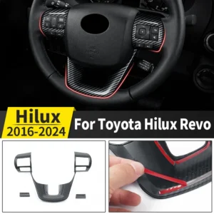 for 2016 2024 toyota hilux revo steering wheel decorative frame trim carbon fiber pattern abs interior protection accessories