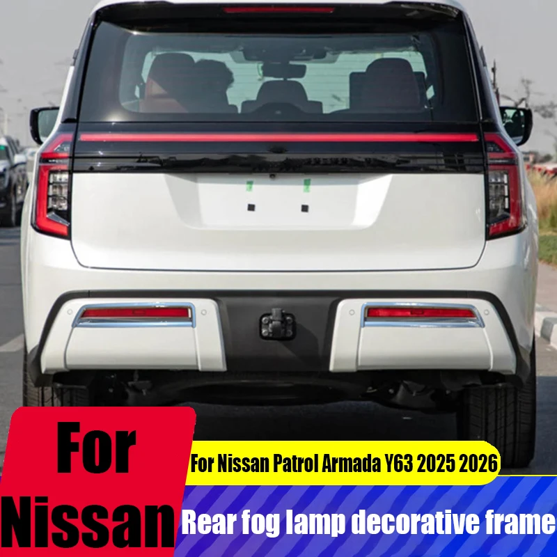 for nissan patrol armada y63 2025 2026 rear bumper fog light decorative frame abs car exterior decoration modification part for nissan patrol armada y63 2025 2026 rear bumper fog light decorative frame abs car exterior decoration modification part
