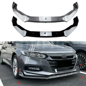 for 2018 2021 honda accord 10 gen 3pcs/set car front bumper lip diffuser spoiler gloss black body kits tuning