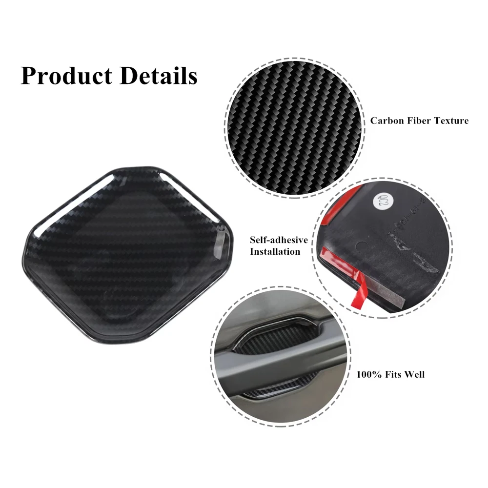 outer door handle bowl cover trim for jeep wrangler jl 4xe gladiator jt 2018 2024 2/4door carbon fibre exterior part outer door handle bowl cover trim for jeep wrangler jl 4xe gladiator jt 2018 2024 2/4door carbon fibre exterior part