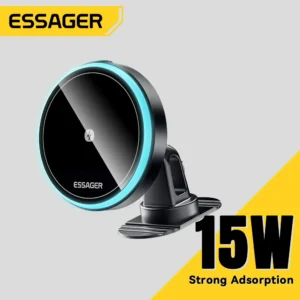 essager 15w magnetic wireless car phone holder adjustable 360 degrees car charger for iphone15 14 13 pro samsung universal phone