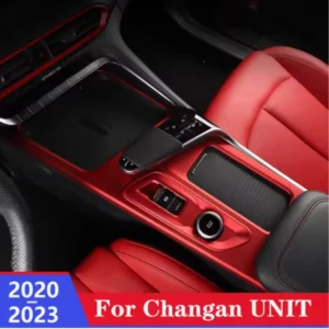 lhd for changan uni t unit 2020 2023 carbon/red car central control gear shift panel decorative frame sticker interior accessori