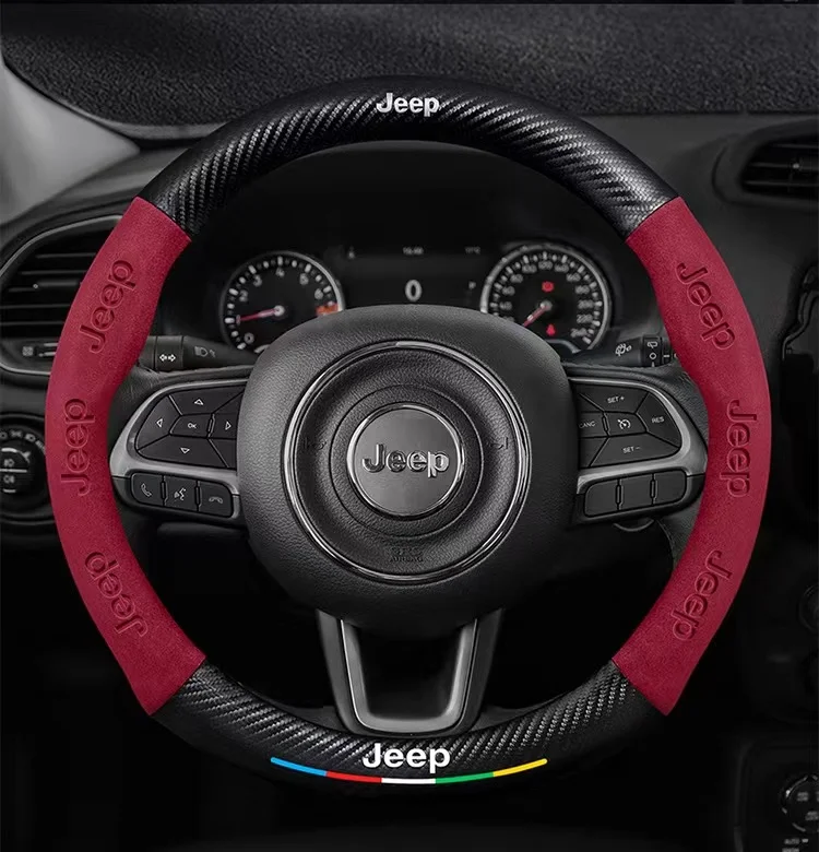 jeep grand cherokee wrangler renegade patriot commander compass wagoneer gladiator carbon fiber suede car steering wheel cover jeep grand cherokee wrangler renegade patriot commander compass wagoneer gladiator carbon fiber suede car steering wheel cover
