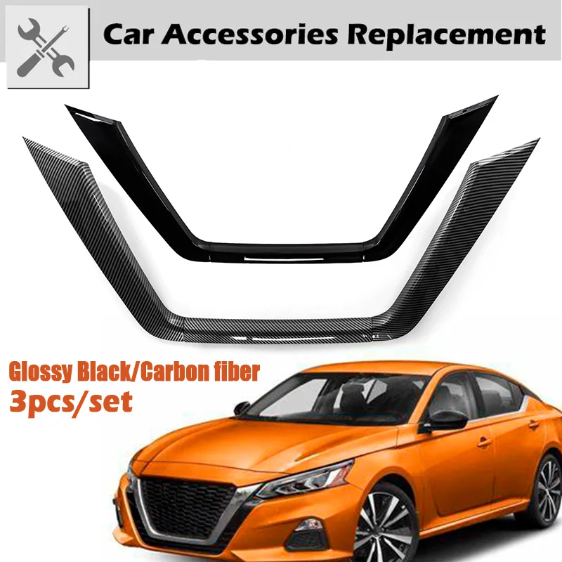 rhyming front grille trim molding outer decor frame strip sticker u center grid 3pcs/set fit for nissan altima 2019 2022 rhyming front grille trim molding outer decor frame strip sticker u center grid 3pcs/set fit for nissan altima 2019 2022