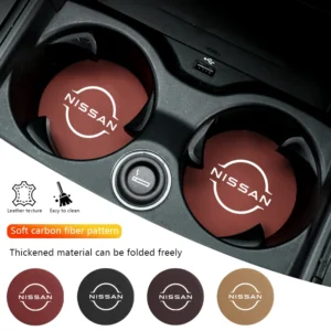 2pcs leather anti slip suede car water cup holder accessories for nissan navara almera sentra rogue pathfinder sylphy leaf