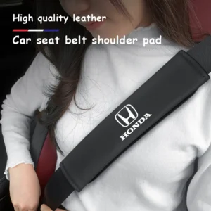 2pcs car seat belt leather cover safety strap shoulder pad for honda civic fit jazz accord pilot crv odyssey passport city vezel