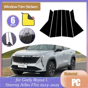 car door window middle trim cover b c pillar center column sticker accessories for geely boyue l starray atlas fx11 2023~2025