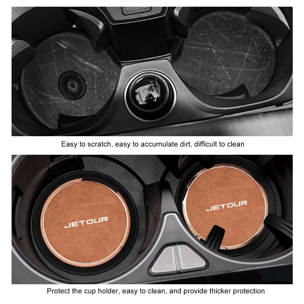 leather alloy car coaster anti slip mat for chery jetour x70 x70sm x90 plus x95 x95pro t2 t3 auto water cup holder pad accessory leather alloy car coaster anti slip mat for chery jetour x70 x70sm x90 plus x95 x95pro t2 t3 auto water cup holder pad accessory