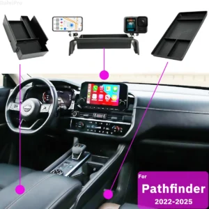 for nissan pathfinder 2022 2023 2025 r53 center console lower storage box armrest storage box multi functional car phone holder
