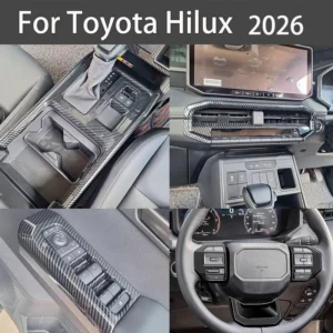 for toyota hilux 2026 carbon fiber grain cup holder air vent cover central control decoration decal interior kit car accessories