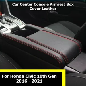 for honda civic 10th gen 2016 2017 2018 2019 2020 2021 civic x fc car center console armrest box cover leather trim accessories
