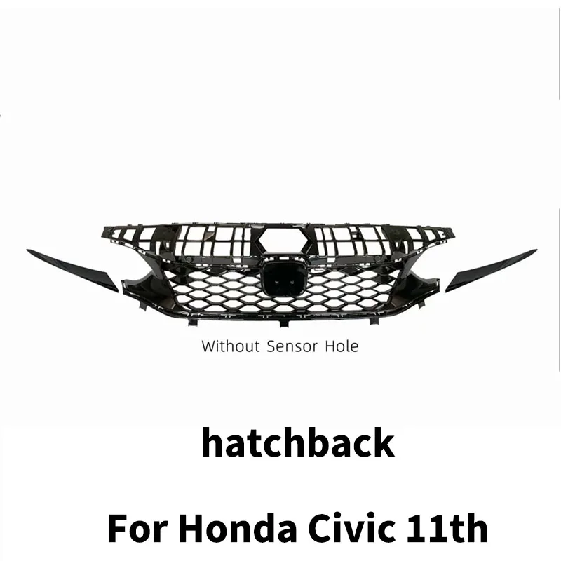 for honda civic 11th hatchback/sedan 2021 2024 car front grille grill air intake grille upper bumper hood meshtrim auto parts for honda civic 11th hatchback/sedan 2021 2024 car front grille grill air intake grille upper bumper hood meshtrim auto parts
