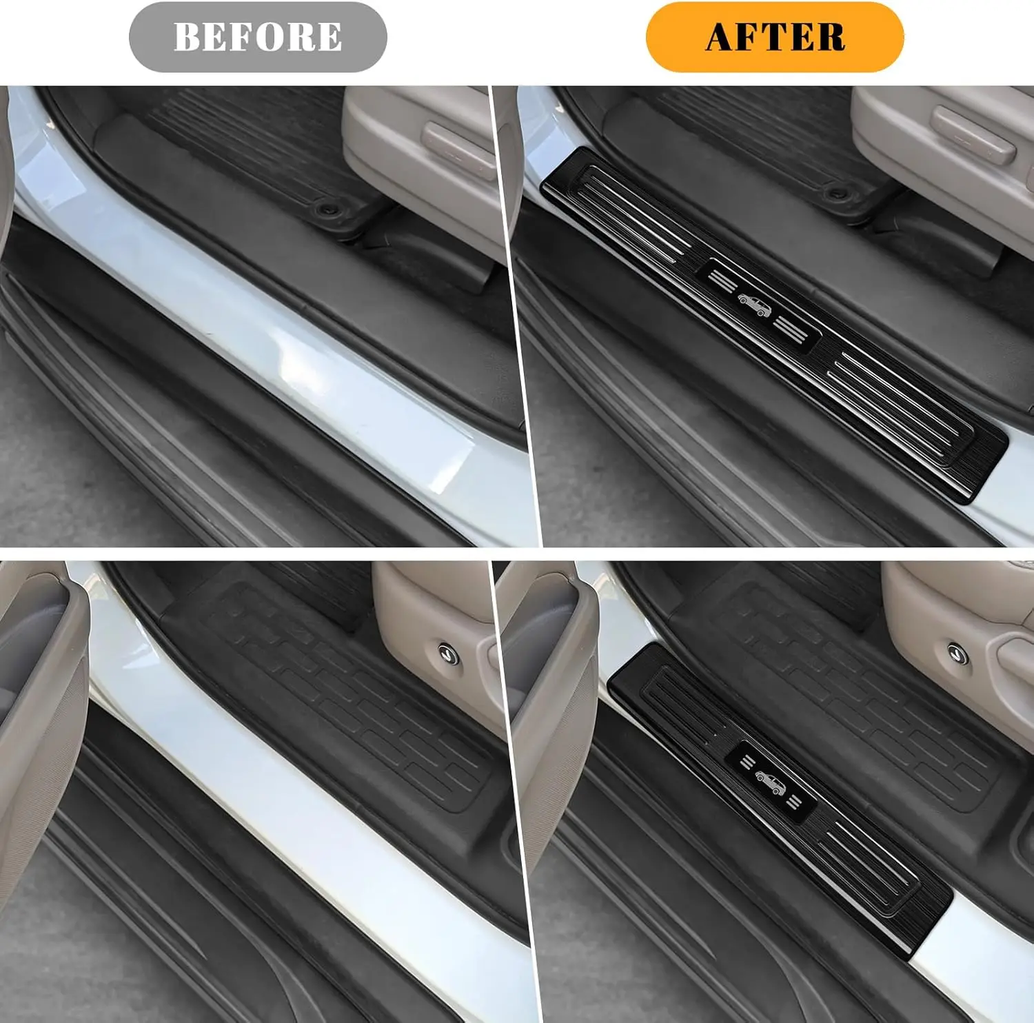door sill protector for honda pilot 2016 2022 stainless steel material black brushed car door threshold protection door sill protector for honda pilot 2016 2022 stainless steel material black brushed car door threshold protection