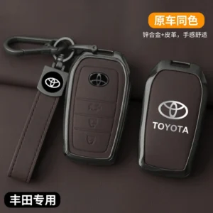 alloy leather car key case cover for toyota chr hilux fortuner land cruiser 200 camry corolla crown rav4 highland accessories